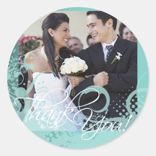 Dank u Foto Sticker (Grungy Floral) (Voorkant)