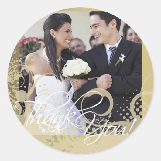 Dank u Foto Sticker (Grungy Floral) (Voorkant)