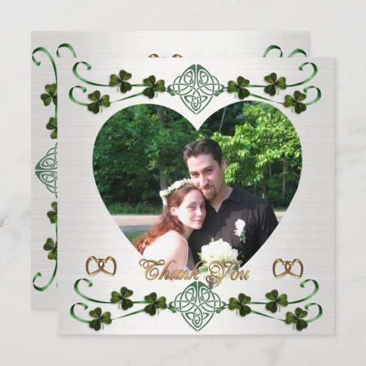 Dank u fotokaart Ierse bruiloft Eenheidsknoop Bedankkaart (Voorkant / Achterkant)