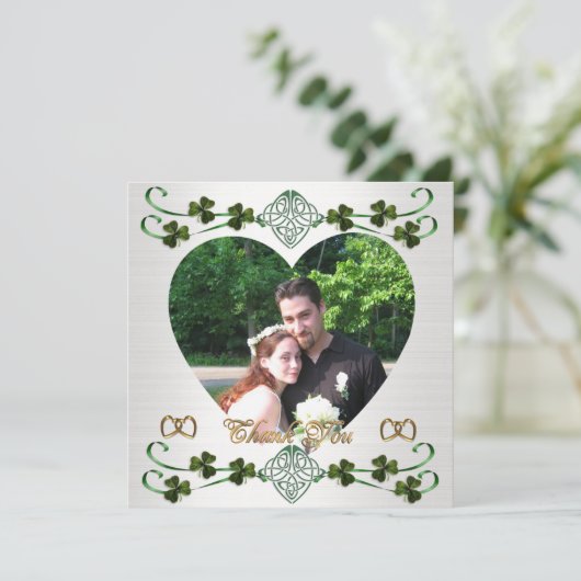 Dank u fotokaart Ierse bruiloft Eenheidsknoop Bedankkaart (Staand voorkant)