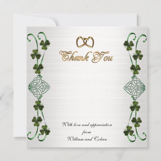 Dank u fotokaart Ierse bruiloft Eenheidsknoop Bedankkaart (Achterkant)