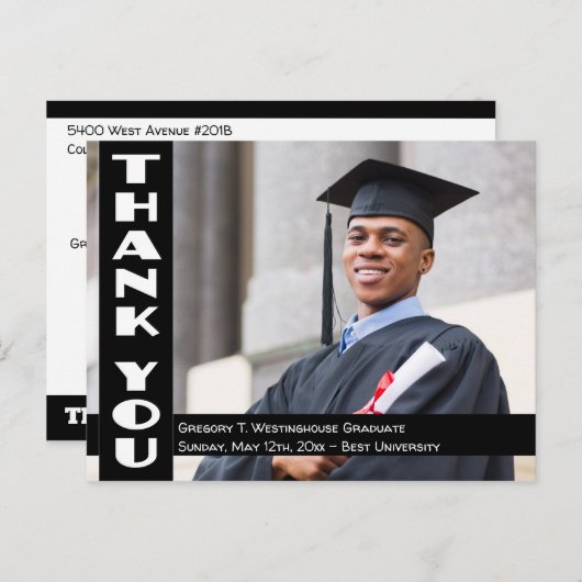 Dank u fotokaart voor Afstuderen / bruiloft Briefkaart (Voorkant / Achterkant)