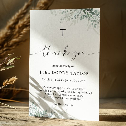 Dank u Funeral Greenery Sympathie Grief Kaart