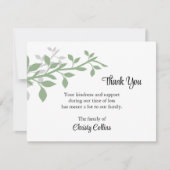 Dank u Funeral Kaarten, Groene & Gray Branches Notitiekaartje (Voorkant)