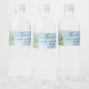 Dank U Gazebo bloemen duiven bruiloft Luxe Gift Waterfles Etiket