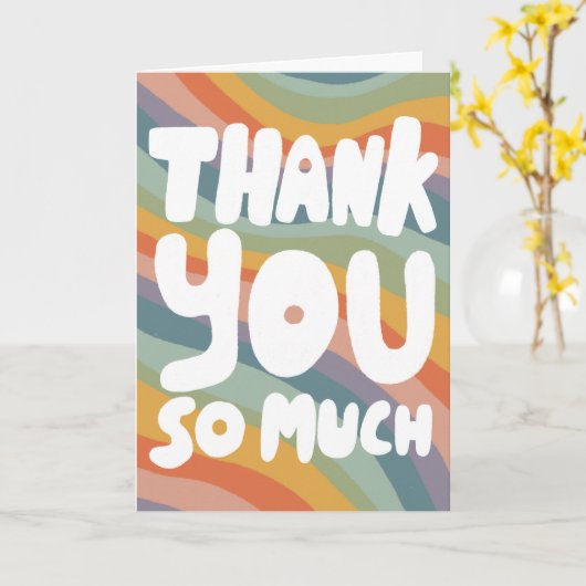 DANK U Gedempt Rainbow Curvy Stripes CUSTOM Kaart (Gele Bloem)