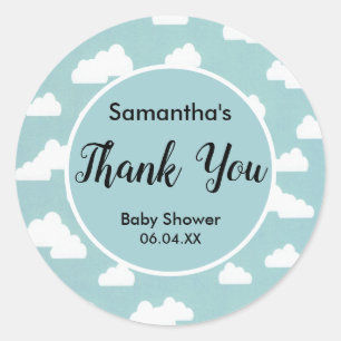 Dank u Genderneutraal baby shower Wolken Sky Ronde Sticker