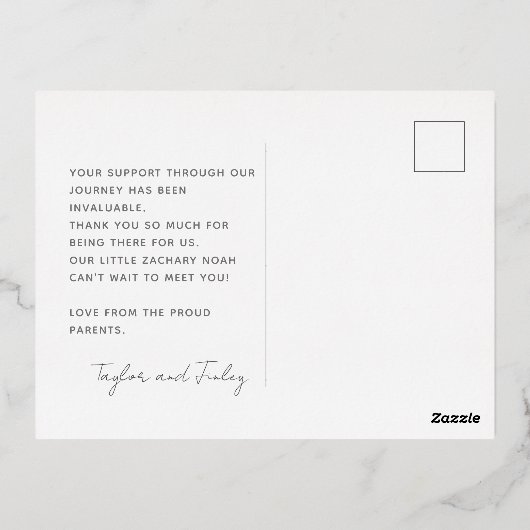Dank u Gepersonaliseerde Kaart van de Aankondiging (Achterkant)