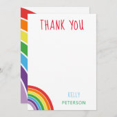 Dank u gepersonaliseerde Rainbow Kinder partij Bedankkaart (Voorkant / Achterkant)