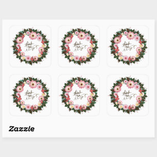 Dank u Gepersonaliseerde Verzending van de Bloemen Vierkante Sticker