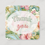 Dank u geschenk bloemenpatroon informatiekaartje (Voorkant)