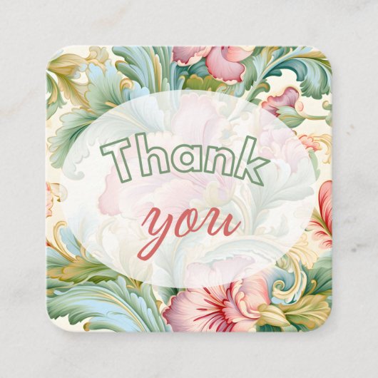 Dank u geschenk bloemenpatroon informatiekaartje (Voorkant)