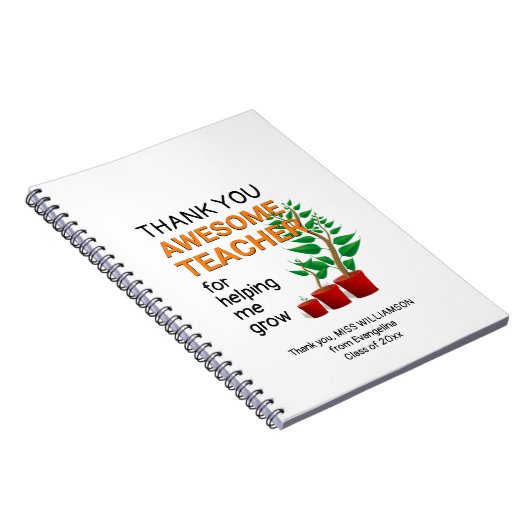 Dank u Geweldige leraar Notitieboek (Rechterzijde)