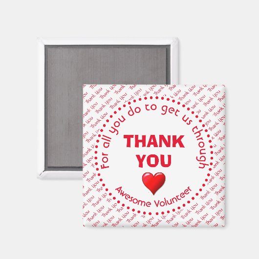 DANK U Geweldige vrijwilliger Magneet (Voorkant / Achterkant)