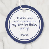 Dank u: Gingham controleert patroon marine blauw/w Bedankjes Labels (Achterkant)