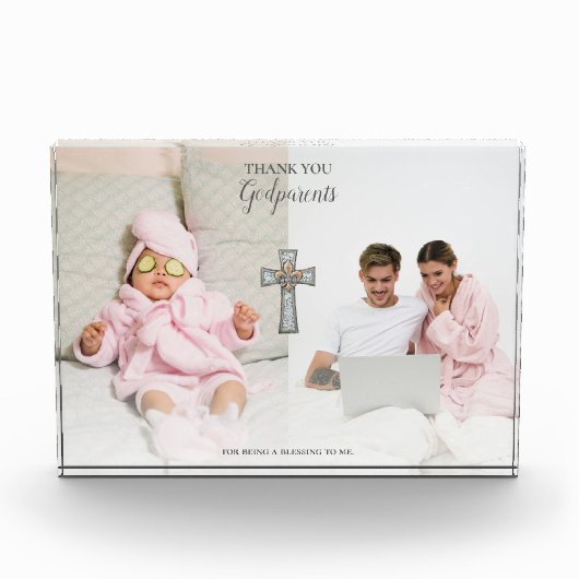 Dank u Godouders Gift Cross Dubbel Fotoblokken (Voorkant)