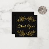 Dank u Gold Effect op zwart Dank u Notitiekaartje (Voorkant / Achterkant in situ)