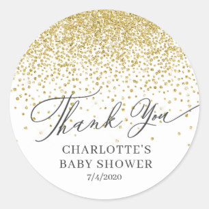 Dank u Gold Glitter Favor Sticker
