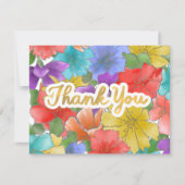 Dank u Gold Script Modern Waterverf Floral Bedankkaart (Voorkant)