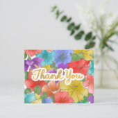 Dank u Gold Script Modern Waterverf Floral Bedankkaart (Staand voorkant)