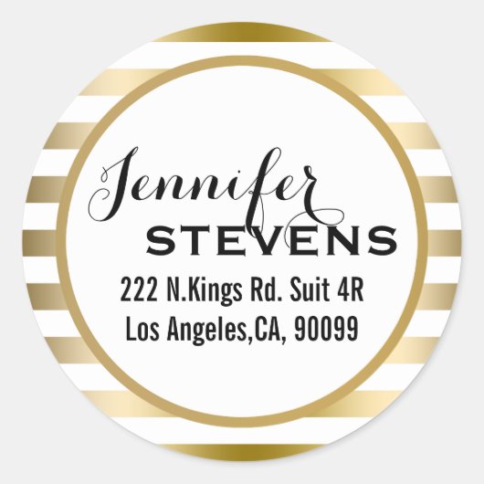 Dank u- Gold Stripes geometrisch patroon Ronde Sticker (Voorkant)