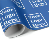 Dank U Goud Schrift Blauw Uw Logo Hier Patroon Cadeaupapier (Rol Hoek)