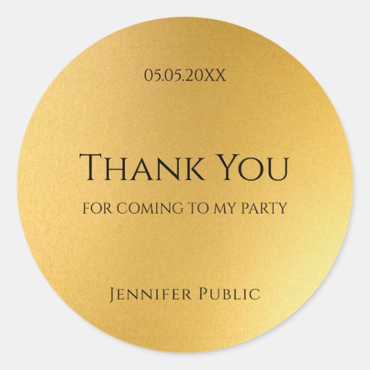 Dank U Goud Sjabloon Elegant Gouden Ontwerp Ronde Sticker (Voorkant)
