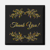 Dank U Gouden Effect op Zwart Dank U Magneet (Voorkant)