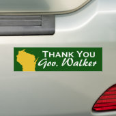 Dank u gouverneur Scott Walker van Wisconsin Bumpersticker (Op auto)