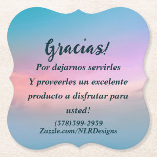 Dank u Gracias Sky Blue Pink Bewerk uw eigen Kartonnen Onderzetters