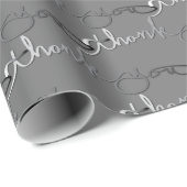 "Dank u" Gray Silvery Gradient Cadeaupapier (Rol Hoek)