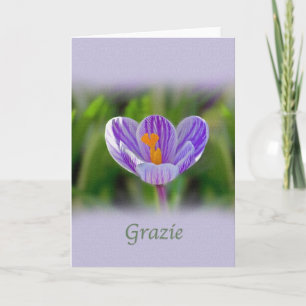 Dank u, Grazie, Italiaans, Bloemen Bedankkaart