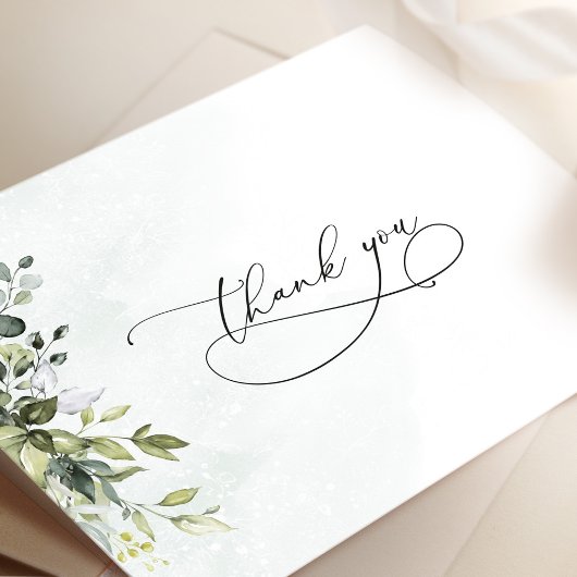 Dank u Greenery Minimalist Script Kaart