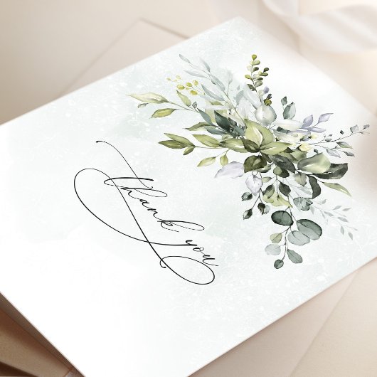 Dank u Greenery Minimalist Script Kaart