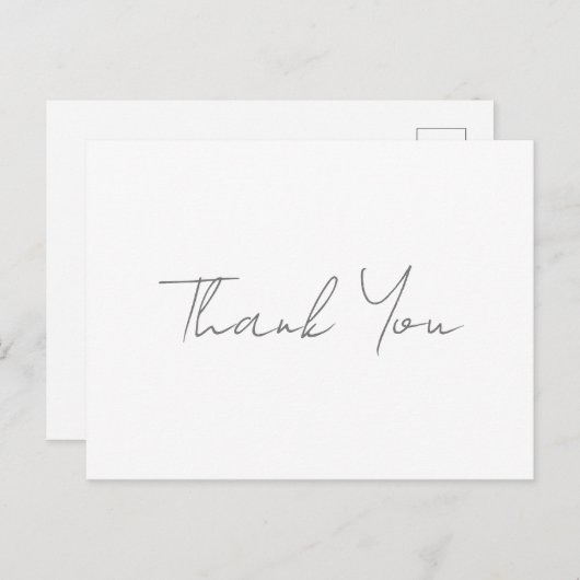 Dank U Grijs Handgeschreven Klassiek Chic Wit Briefkaart (Voorkant / Achterkant)