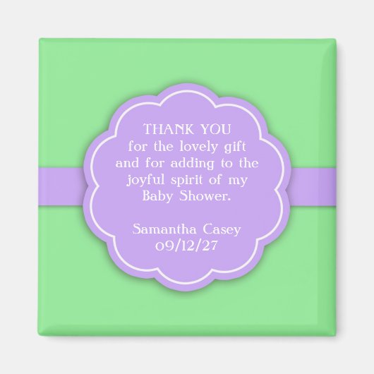 Dank u Groen Baby shower ten gunste van Magnet Magneet (Voorkant)