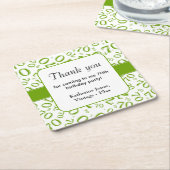 Dank u: Groen/Wit 70ste Willekeurige Getal Patroon Vierkante Kartonnen Onderzetter (Schuin)