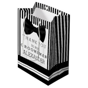 Dank u Groomsman, gepersonaliseerd met Bow Stropda Medium Cadeauzakje