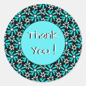 Dank u Groovy Batik Turquoise Bloem Patroon Ronde Sticker (Voorkant)