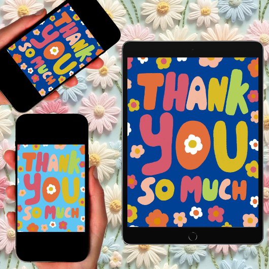 DANK U Groovy Daisies Bubble Letters Tree-Free Kaart