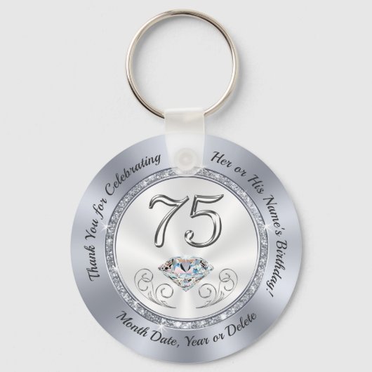 Dank u, gunsten voor 75e verjaardag, 75e diamant sleutelhanger (Voorkant)