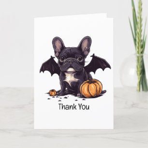 Dank u Halloween Franse Bulldog Bat Pumpkins Bedankkaart