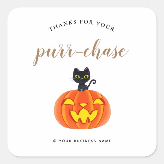dank u halloween grappige kat pun Small Business Vierkante Sticker (Voorkant)