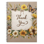 Dank u Hand getrokken wilde bloemen, tarwe stengel Notitieboek (Voorkant)