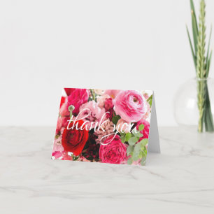 Dank U Hand Schrift Watercolor Rozen Bloemen Bedankkaart