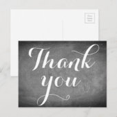 Dank u handschrift typografie zwart wit briefkaart (Voorkant / Achterkant)