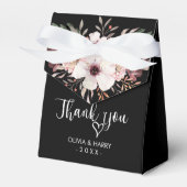 Dank U Hart Bloemige Trouwcadeaudoos - Zwart Bedankdoosjes (Voorkant Zijde)