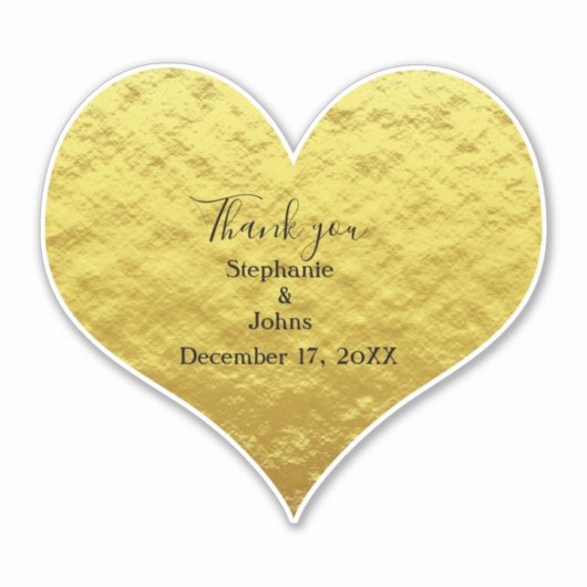 Dank u hart gouden folie bruiloft gunst Custom Sticker (Voorkant)