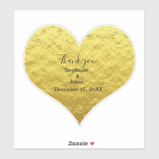 Dank u hart gouden folie bruiloft gunst Custom Sticker (Vel)