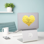 Dank u hart gouden folie bruiloft gunst Custom Sticker (Laptop op bureau)